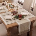 thumbnail image 6 of MeyJey Table Runner and Placemats Set of 4, Washable Fabric Rectangle Dining Table Mats with Tassels for Dining Tables, Kitchen, Brown, 6 of 10