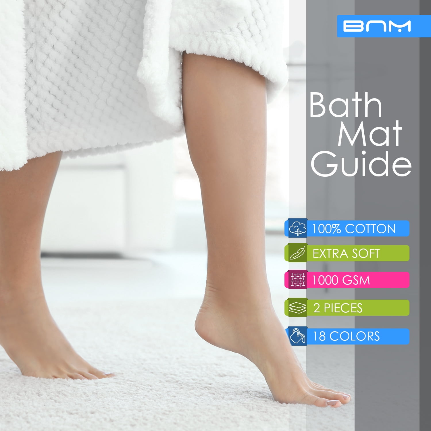 Lined 100% Combed Cotton Bath Mats Set for Bathroom 2 Piece, Brown