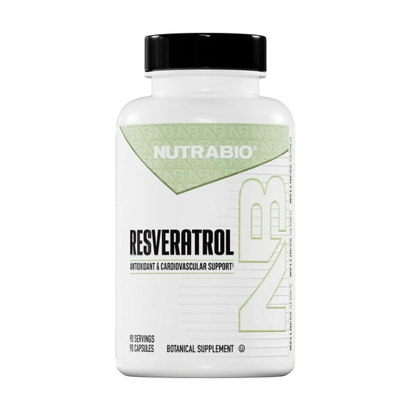 NutraBio 98% Pure Resveratrol Supplement 500mg - Standardized to 490mg Trans Resveratrol Supplement, Heart Health and Antioxidant Defense-90 Capsules- 90 servings