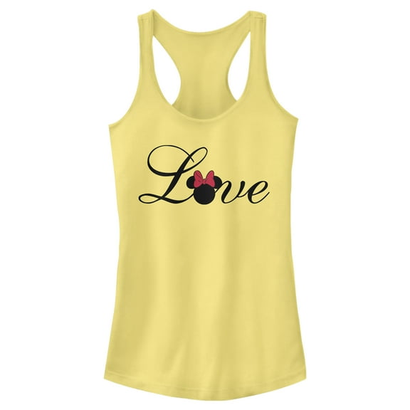 Junior's Mickey & Friends Love Racerback Tank Top Banana Small
