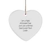 Funny Flight Attendant Gifts, Heart Ornament for Flight Attendant Dad, Christmas Unique Gifts from Men to Family