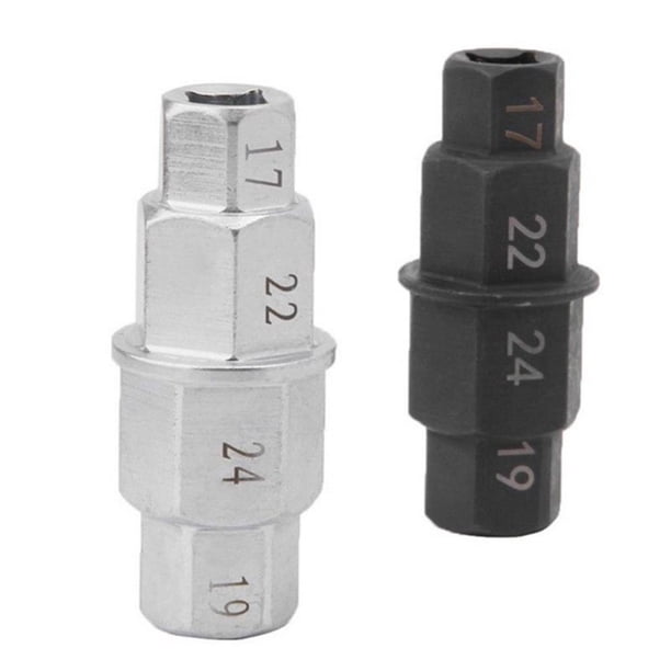 Easy Installation Axle Hex Allen Spindle Driver High-strength Metal Strong And Durable Suitable Spindle Socket Adapter DurableSilver17-19-22-24mm He Qiyong unisex
