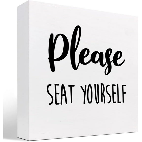 Zomyto 5x5 In Please Seat Yourself Wooden Box Sign Decor Desk Sign,Funny Humorous Bathroom Wooden Box Block Sign