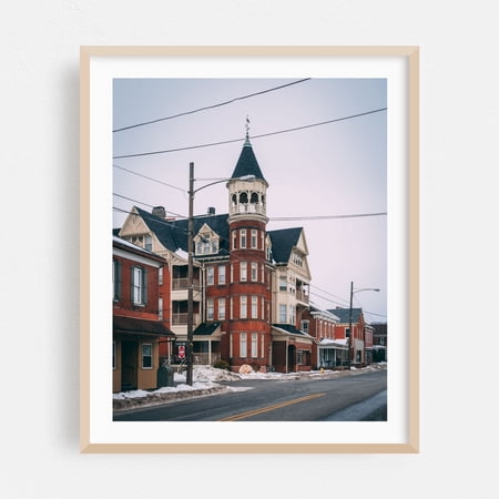 Downtown Spring Grove 02 - Spring Grove Pennsylvania Photography Oak Framed Wall Art Print 16 x 20 inches