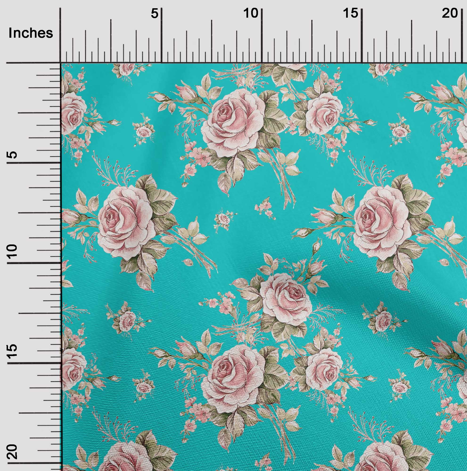 Heartbeat Petals Turquoise 42 Inch Cotton Poplin Pre Order