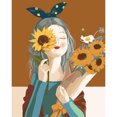 thumbnail image 2 of Cuadros Decorativos 5D DIY taladro redondo completo diamante pintura girasol chica resina diamantes de imitación Tmvgtek embutido en tela, 2 of 9