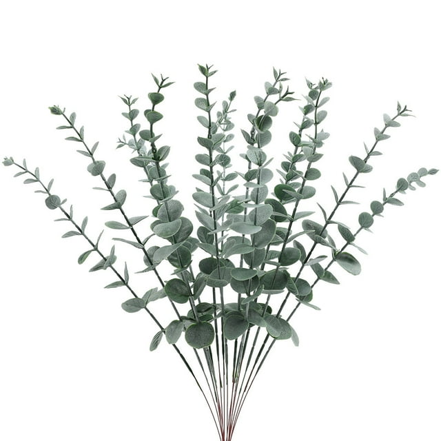Xiao Hua 24 tallos artificiales de eucalipto con hojas de tacto real, ideales para ramos de boda, centros de mesa y decoración del hogar (verdes)