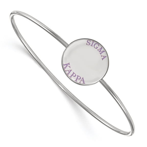 Sterling Silver Official Licensed Greek Sororities Sigma Kappa (??) Enameled Slip-on Bangle