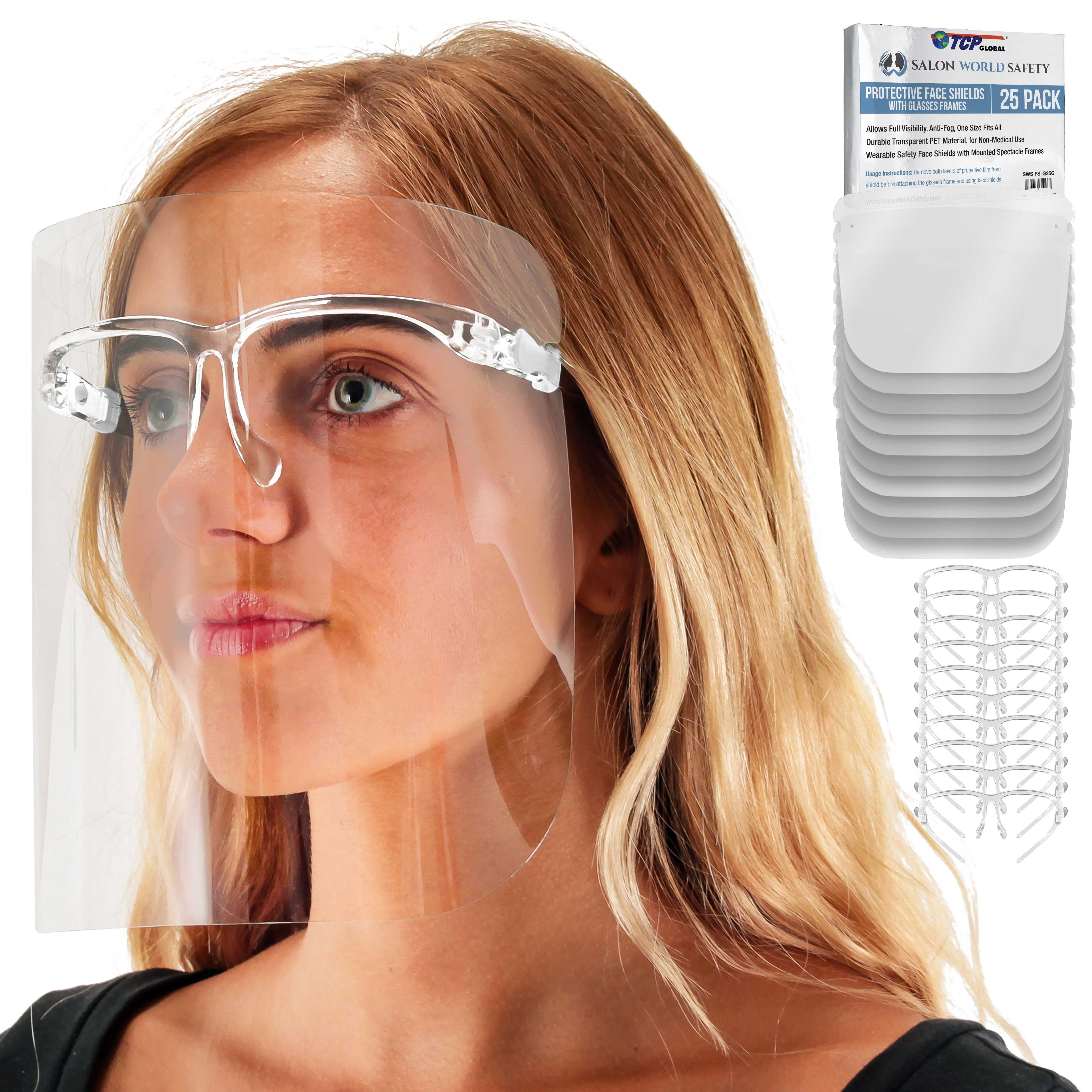5pcs Full Face Covering Anti-Fog Shield Clear Glasses Face Protection Tooling 
