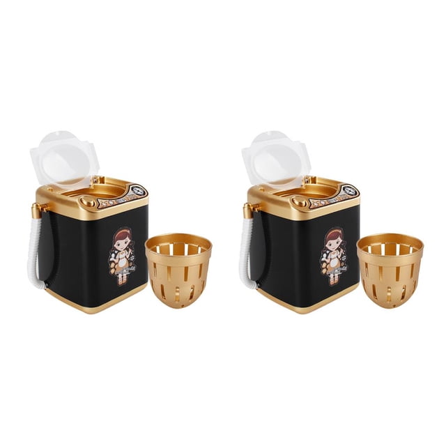 Bewildely Mini limpiador eléctrico de brochas de maquillaje, lavadora, juguete para casa de muñecas, cepillo cosmético, lavadora de hojaldre, juguetes No.01 2piezas Bewildely CBP097278