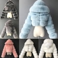 thumbnail image 6 of Aellinatey Women Winter Fluffy Furry Long Sleeve for Jacket Hooded Full Zipper Solid Color Cropped Short Coat Luxury Warm Outwear S, 6 of 17