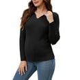 thumbnail image 4 of INSPIRE CHIC Womens Maternity Tops Sweater Long Sleeve Turndown V Neck Tunic Blouse Pregnancy Clothes M Black, 4 of 5
