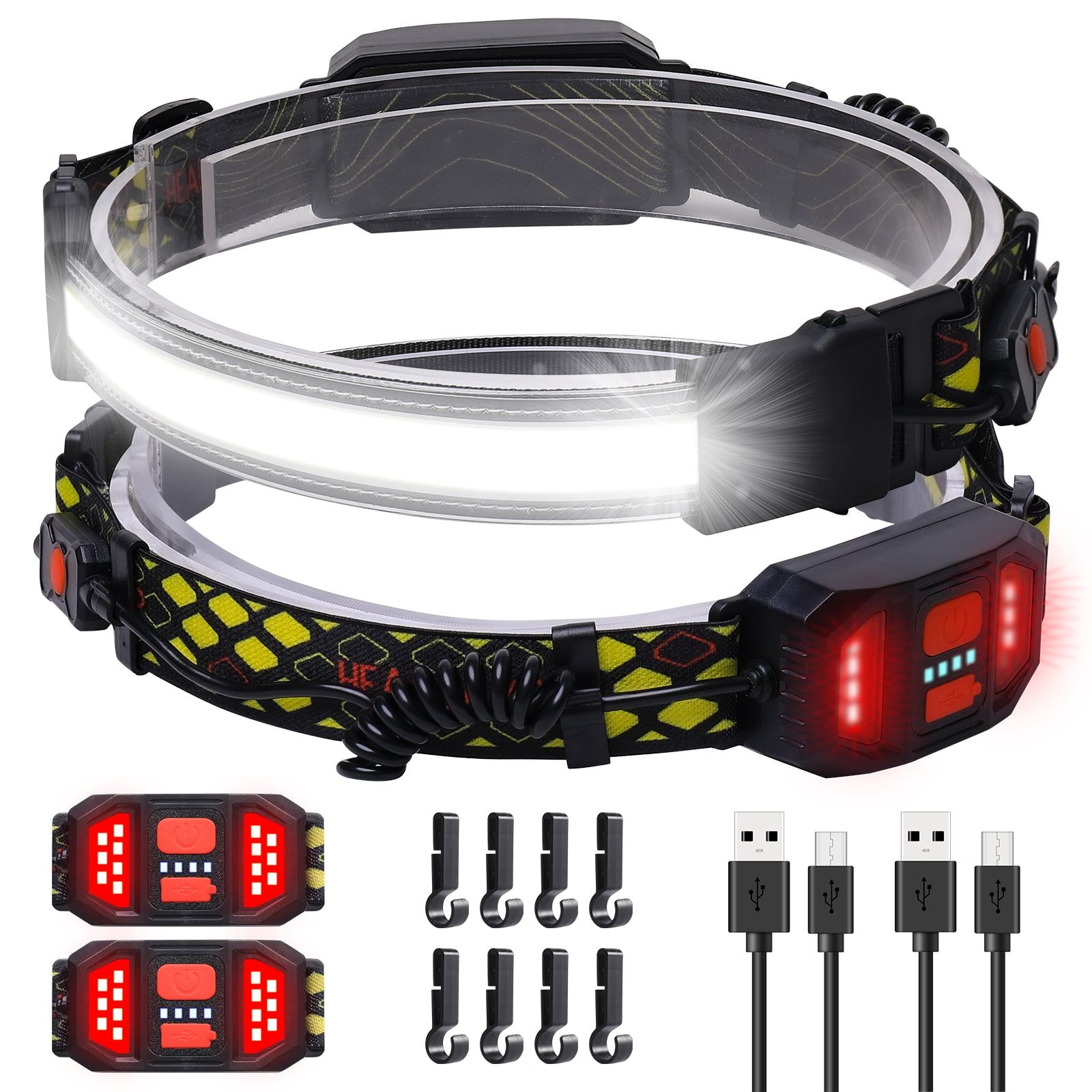 LED Headlamp Rechargeable, Headlamps for Adults 1000Lumens, 2 Buttons