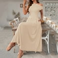 thumbnail image 3 of Mgmyaa Women's Short Sleeve Maxi Dresses Off the Shoulder Casual Elastic Empire Waist Long Dress with Pockets, 3 of 6