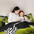 thumbnail image 5 of jejeloiu Leopard Print Queen Comforter Set,White Green Black Bedding Comforter Set For Men Women Reversible 3pcs, 5 of 8