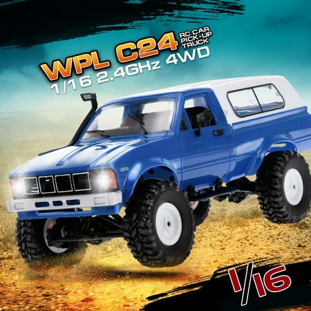 WPL C24 1/16 RC Car Crawler Off-Road With Headlight 4WD Pick-up Truck Gift for Kids
