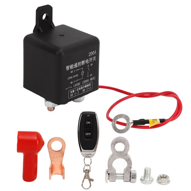 Ouitble Interruptor De Desconexión De Batería De Control Remoto 12V 2,4 W 200a Interruptor De Encendido De Solenoide Electromecánico Interruptor De Encendido Y Apagado De Batería Segura para Coches