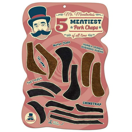 Mr. Moustachio's Five Meatiest Pork Chops of All Time, Fake Sideburn Costume Party Assortment, Set of five stick-on sideburns for adults or kids By Mr