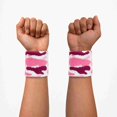 thumbnail image 2 of COUVER Camouflage Athletic Sweatband Wristbands Pink White 2 Pairs (4 Count), 2 of 8