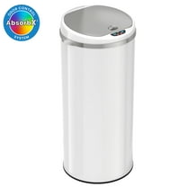 iTouchless Round Sensor Trash Can, with Deodorizing Feature, 13 Gallon, Pearl White, Stainless Steel