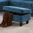 thumbnail image 6 of 28.5 in. W Blue Flannel Polyester Blend Rectangle Ottoman with Storage, 6 of 7