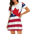 thumbnail image 1 of Easygdp USA Canada Flag Camisón de manga corta para mujer, informal, estampado, 1 of 6