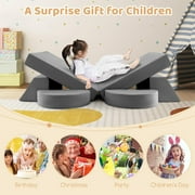 OLAKIDS Modular Kids Play Couch, 8PCS Toddler Sectional Sofa Building Fort for Playroom, Bedroom, Imaginative Convertible Floor Cushion, Foam Set for Boys and Girls (Grey)