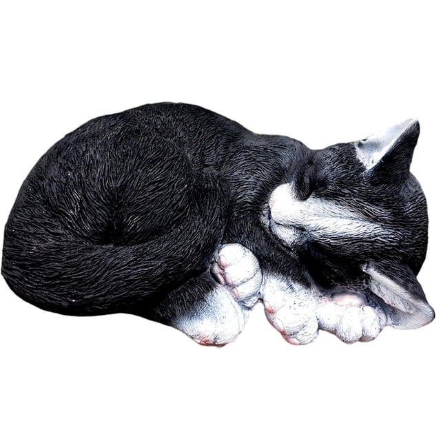 Estatua de gato durmiente en miniatura Zulema resina negro
