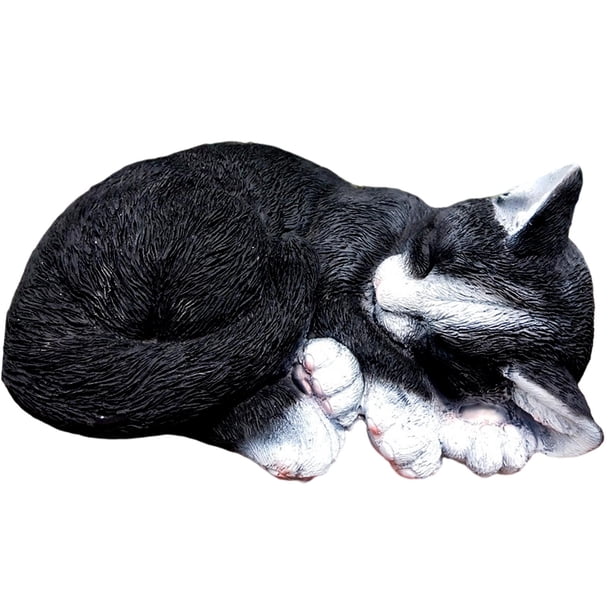 Estatua de jardín, escultura de chat, figura de resina, figura de resina decorativa para interiores. Negro