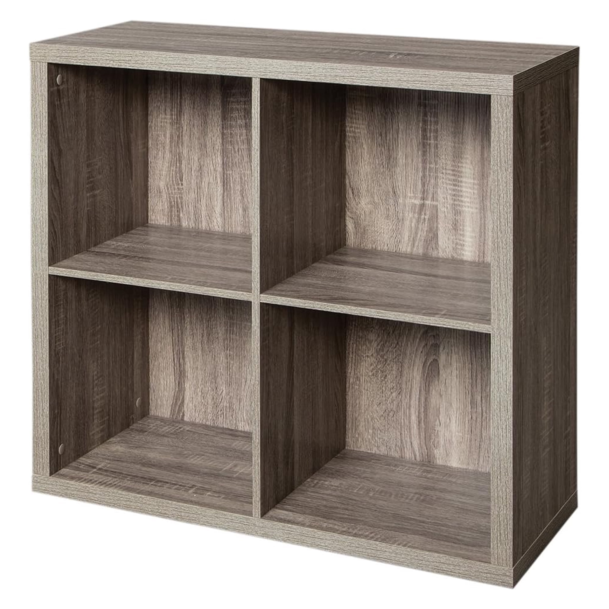ClosetMaid 4 Cube Storage Shelf Bookshelf Organizer with Back Panel, Gray