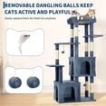 thumbnail image 4 of Cat Tree for Large Cats - 61" Heavy-Duty Multi-Level Tower with 2 Condos & Scratching Posts, Extra-Large Perch for Maine Coons, Light Blue Modern Activity Center, 4 of 8