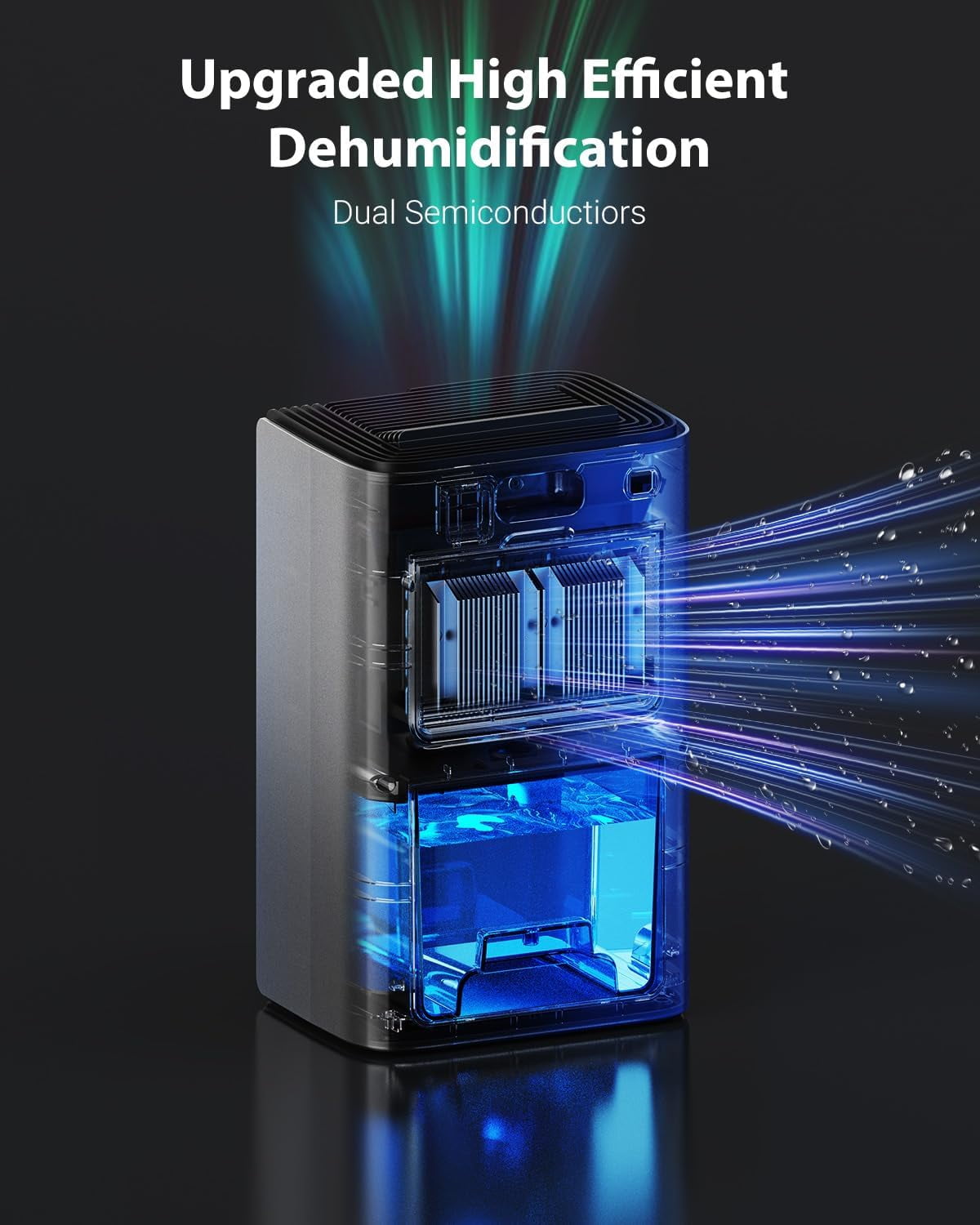 95oz Dehumidifiers for Home, 1000 Sq.Ft Dehumidifier with drain hose - Auto Shut Off, Timer, Sleep Mode & Drain Hose 7 Color Light Bedroom, Bathroom, RV Grey