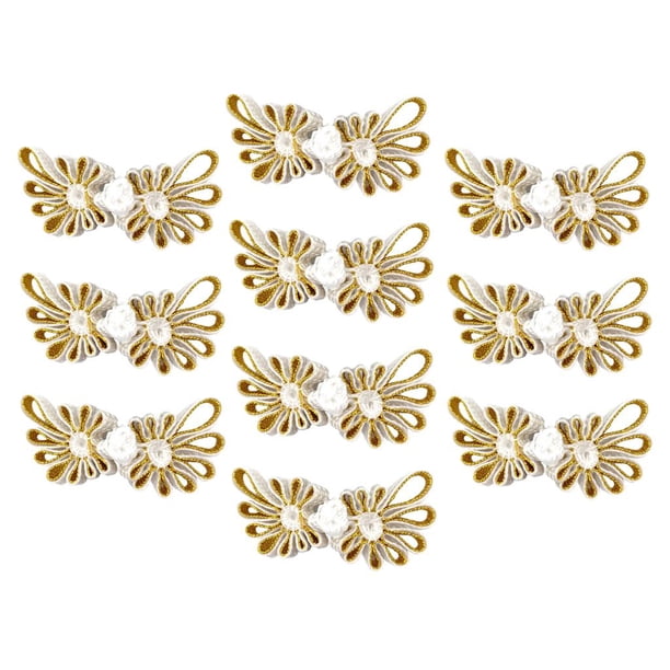 10 paquetes de botones de rana china para coser disfraces, sombreros y accesorios. Blanco