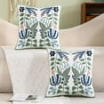 thumbnail image 5 of Tosleo Flower Embroidered Throw Pillow Covers 18x18 inch Pack of 2 Green Leaves with Birds Floral Pillowcases Farmhouse Decorative Coastal Pillow Cushion Cases Square Navy Blue Flower Pillow Case, 5 of 7