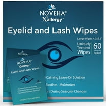 NOVEHA Allergy Relief Eyelid Wipes | Pre-moistened Hypoallergenic Eye Cleansing Pads |  Reduce Itchiness, Redness & Discomfort Caused By Allergy, Clean, Soothe & Remove Debris | Pack of 60