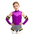 thumbnail image 3 of Manyakai Filles 2 Pcs Tenues de Cirque Patchwork Sequins Col Montant Sans Manches Combinaison avec Manches Violet 10, 3 of 7