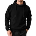 thumbnail image 6 of Men's Hooded Pullover Solid Color Long-sleeved Sweatshirt for Man Fall Winter, 6 of 7