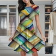 thumbnail image 2 of Colorful Wavy Abstract Pattern Women's Classic Swing Skater Dress Casual Work Party Cocktail Dresses, 2 of 6