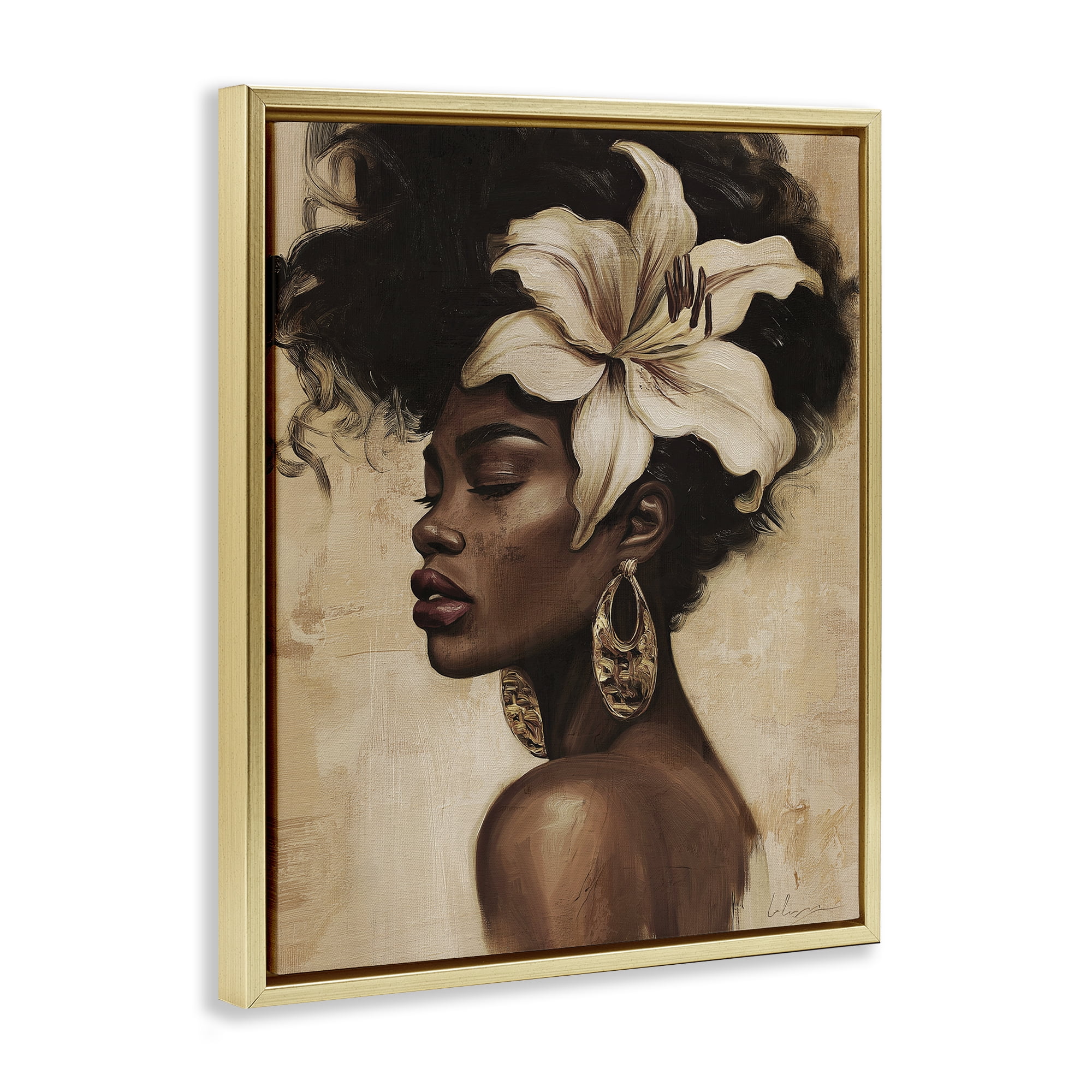 Stupell Industries Nocturne In Ivory Gold Framed Floater Canvas Wall Art, design by Svetlana Aleynikova