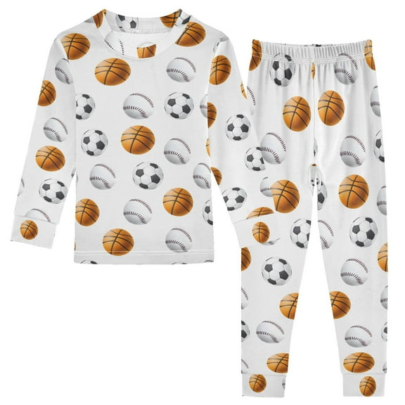 joogoo Basketball Football Baseball 2 Piece Long Sleeve Tee and Pants Cotton Pajama Set 5Y