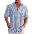 thumbnail image 1 of Camisa formal para hombre, con solapa abotonada, color negro y blanco, rojo, manga larga, cuello a rayas, ropa de trabajo para bodas, talla grande 6XL, 1 of 6
