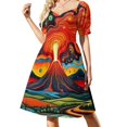 thumbnail image 1 of Erupting volcán por la noche 7 Vestido de manga corta Cóctel de vestidos vestidos para mujer ropa de mujer tendencia 2025, 1 of 6
