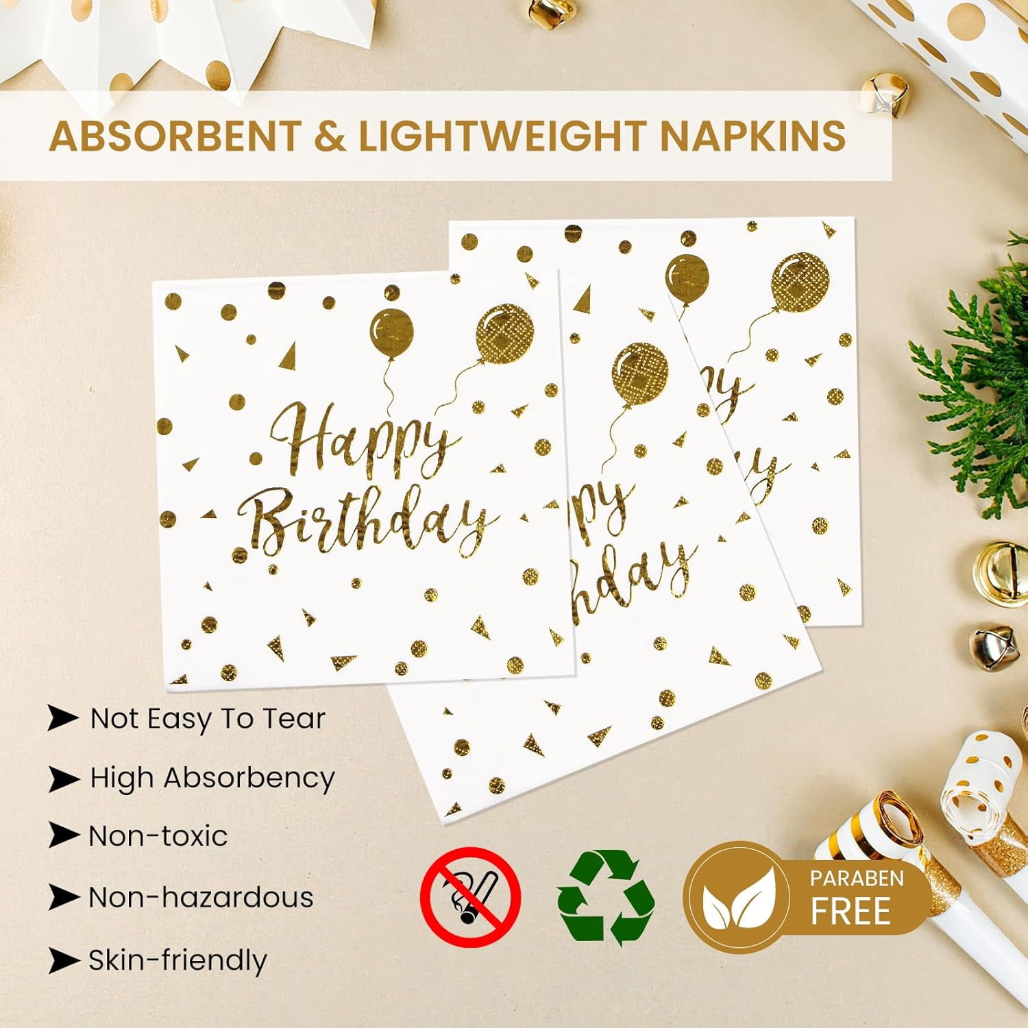 150 Pieces Happy Birthday Paper Plates and Napkins - 7" Colored Paper Plates and 6.5" Napkins with 6.3" Forks Disposable Cutlery Set for Birthday Party Decorations for 50 People