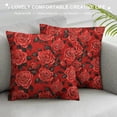 thumbnail image 3 of Leisuo Rose Throw Pillow Cover , Roses Rain Water Drops Graphic Inspired Romantic Pattern, Decorative Square Covers for Couch Bed &amp; Sofa,Ruby Vermilion, 3 of 5