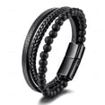 thumbnail image 1 of Pulsera para Hombre,（Frostedstone)Pulsera de Cuero para HombrePulsera de Piedra con Cierre Magnético enAcero Inoxidable, 1 of 3