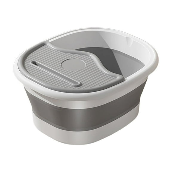 Portable foldable silicone foot bath bucket retractable for easy storage and transport, designed for household foot soak and relaxation