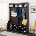 thumbnail image 4 of Prepac Brown Hall Tree with Bench and Shoe Storage, 60"W x 77"H x 15.5"D - 24 Shoe Cubby, Mudroom Bench with Storage and Hooks, 4 of 8
