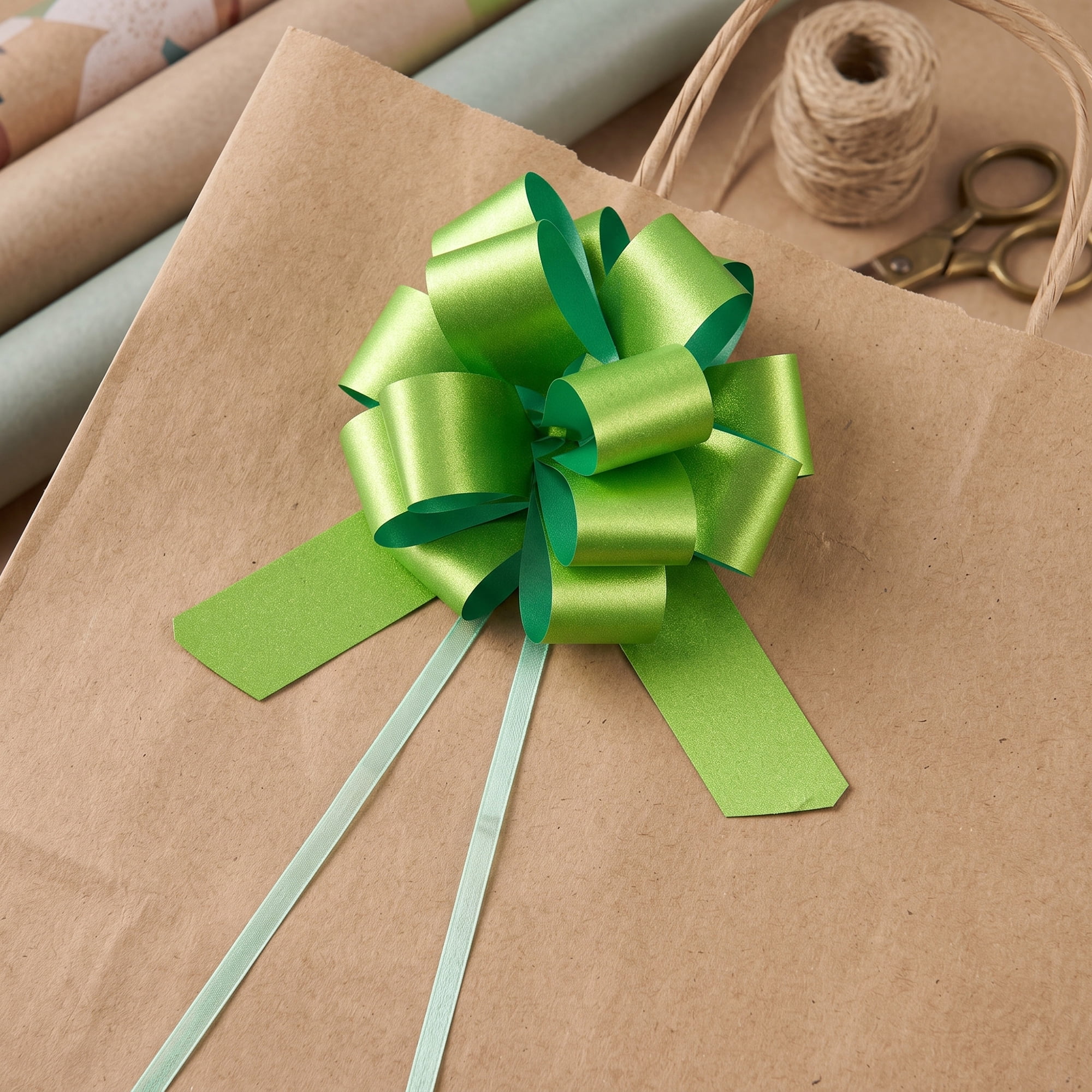 Unique Bargains Multi-Layered Star Bows for Decoration and Gift Wrapping Purposes Green