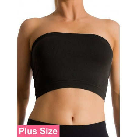 Women's Plus Size Tube Top Bra Seamless Strapless Bandeau Bra XL 1X 2X 3X 4X No (Best Strapless Bra For Small Breasts)