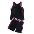 thumbnail image 3 of BODOAO Women's 2 Piece Tankini Swimsuit, Floral Print Athletic Racerback Tank Top and Boy Shorts, Stretchy Quick Dry Bathing Suit for Beachwear Swimwear Outfit Hot Pink 2XL, 3 of 9